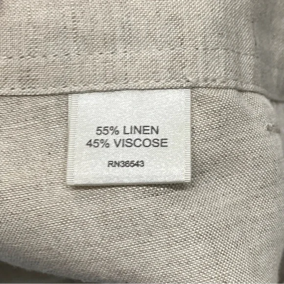 Van Heusen Womens Linen Blend Size 12 Wide Leg Beige Capri Pant Casual Loose Fit - Picture 3 of 11